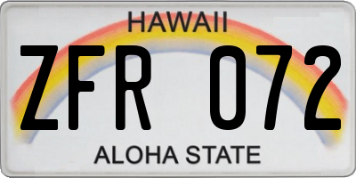 HI license plate ZFR072