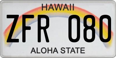 HI license plate ZFR080