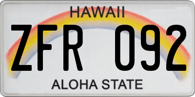 HI license plate ZFR092
