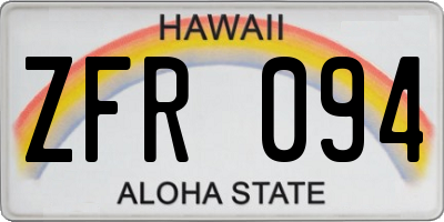 HI license plate ZFR094