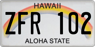 HI license plate ZFR102