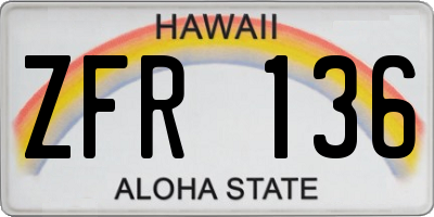 HI license plate ZFR136