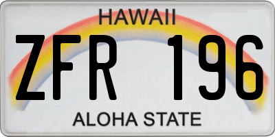 HI license plate ZFR196