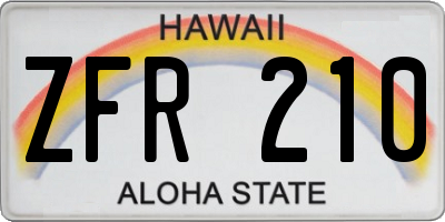 HI license plate ZFR210