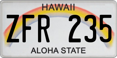 HI license plate ZFR235