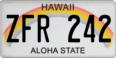 HI license plate ZFR242
