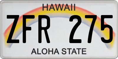 HI license plate ZFR275