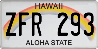 HI license plate ZFR293