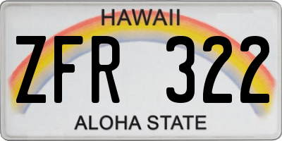 HI license plate ZFR322