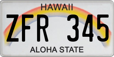 HI license plate ZFR345