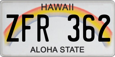 HI license plate ZFR362