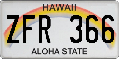 HI license plate ZFR366