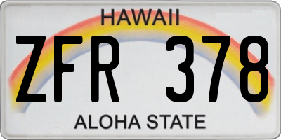 HI license plate ZFR378