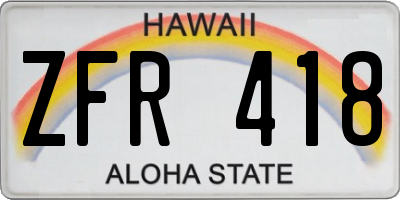 HI license plate ZFR418