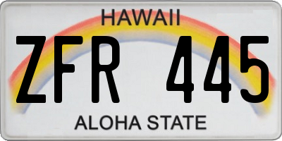 HI license plate ZFR445