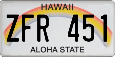 HI license plate ZFR451