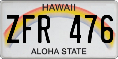 HI license plate ZFR476