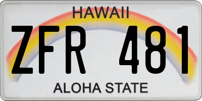 HI license plate ZFR481