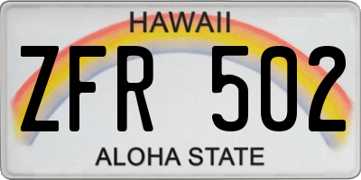 HI license plate ZFR502