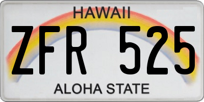 HI license plate ZFR525