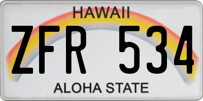 HI license plate ZFR534
