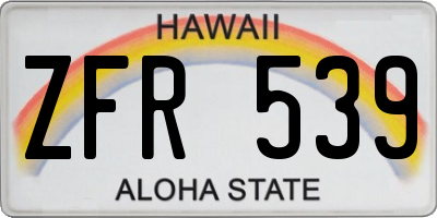HI license plate ZFR539