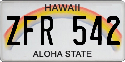 HI license plate ZFR542