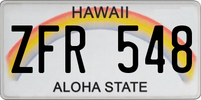 HI license plate ZFR548