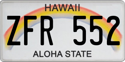 HI license plate ZFR552