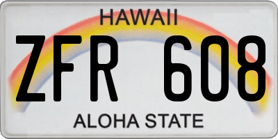 HI license plate ZFR608