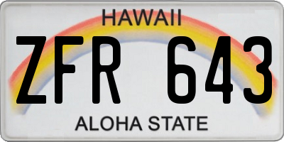 HI license plate ZFR643