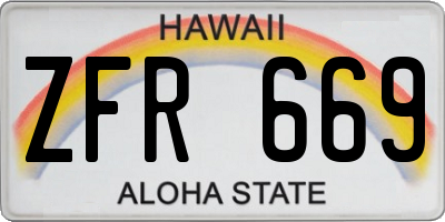 HI license plate ZFR669