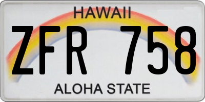 HI license plate ZFR758