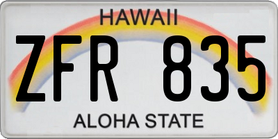 HI license plate ZFR835