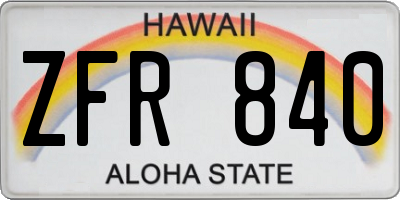 HI license plate ZFR840