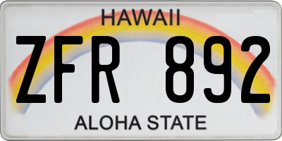 HI license plate ZFR892