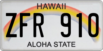 HI license plate ZFR910