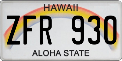 HI license plate ZFR930