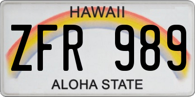 HI license plate ZFR989