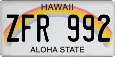HI license plate ZFR992