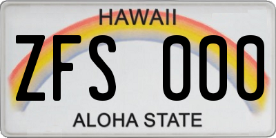 HI license plate ZFS000