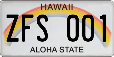 HI license plate ZFS001