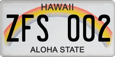 HI license plate ZFS002