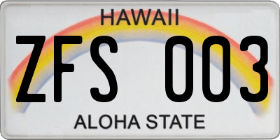 HI license plate ZFS003