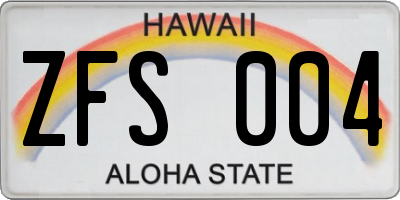HI license plate ZFS004