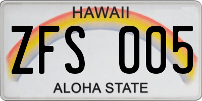 HI license plate ZFS005
