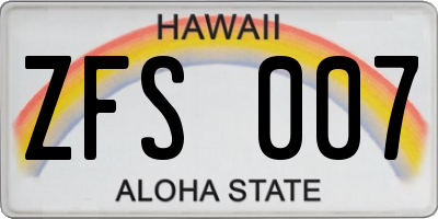 HI license plate ZFS007