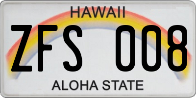 HI license plate ZFS008