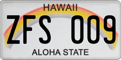 HI license plate ZFS009