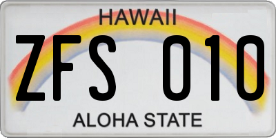 HI license plate ZFS010